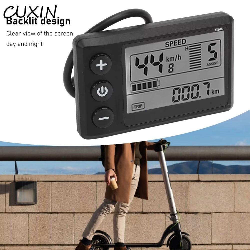 Bảng điều khiển xe đạp điện Cucxin, Màn hình LCD xe đạp điện 24V 36V 48V S866, Màn hình lớn Nhẹ IP65