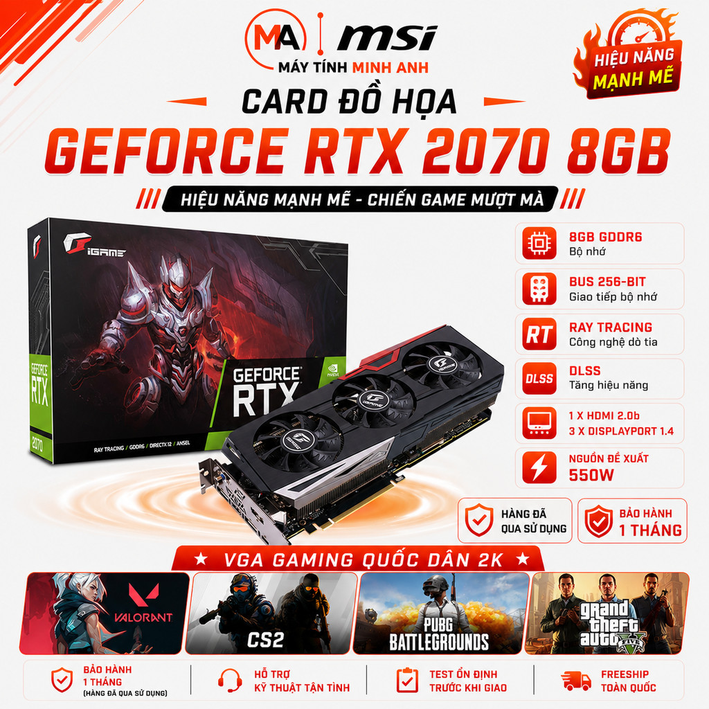 Card Màn Hình RTX 2070 2070S 8GB GALAX, MSI, GIGABYTE COLORFUL