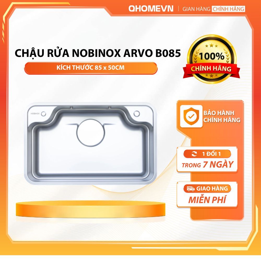 Chậu rửa 1 hố cao cấp NOBINOX ARVO B085 | Kích thước 85 X 50 CM | BẢO HÀNH 10 NĂM