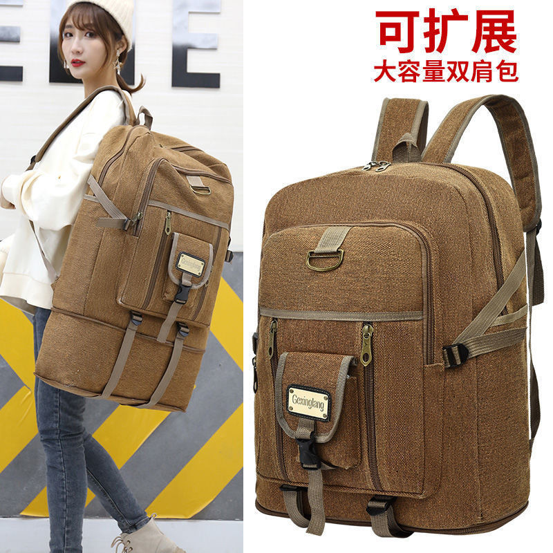 xinpin*Men's Large Capacity Backpack100L Large Capacity Canvas Thickened Luggage Bag Outdoor Mountai