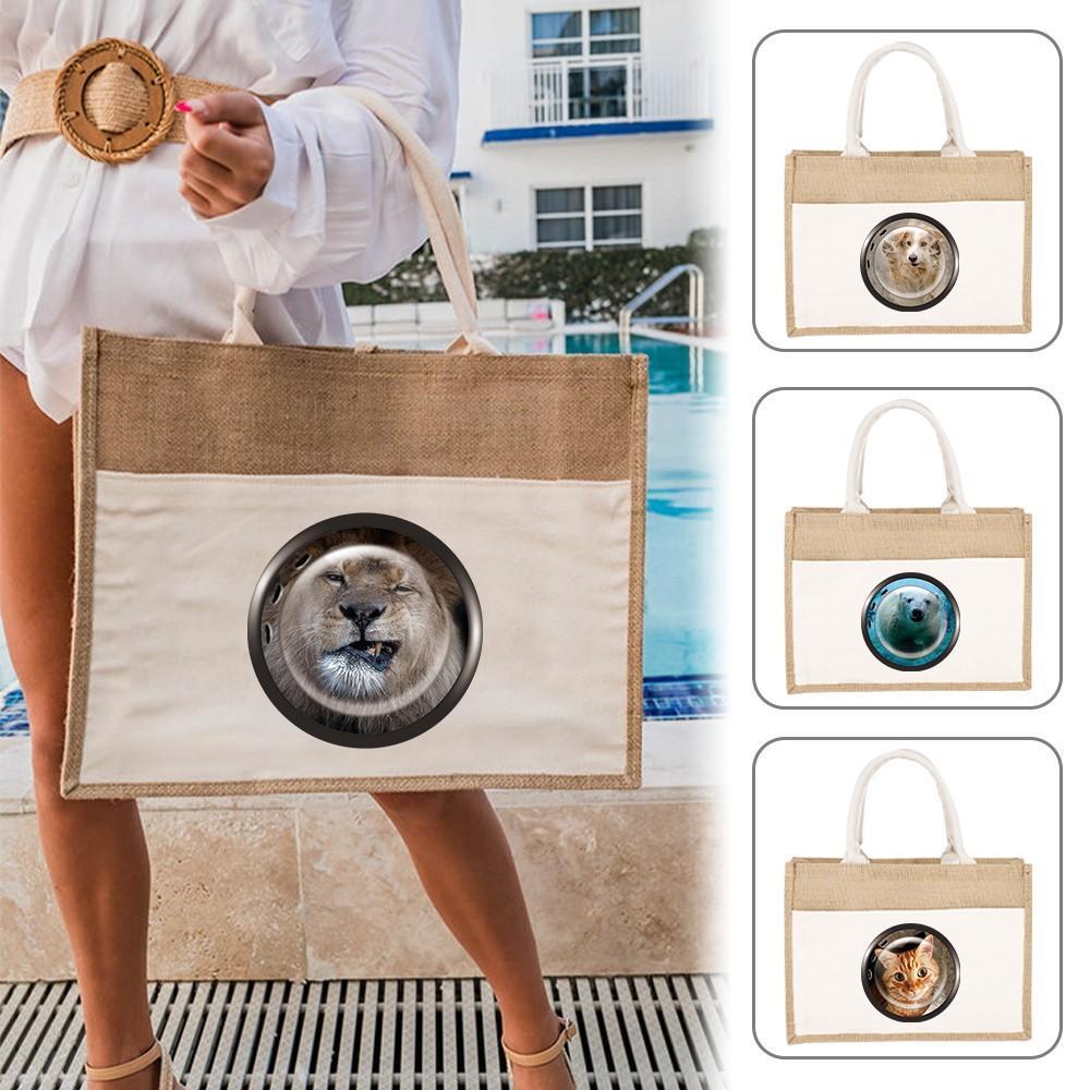 Jute Bag Handbag Linen Shoulder Bag Sacks Jute Imitation Sacks Designer Tote Bags Interesting and Cu