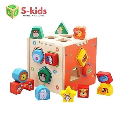 Đồ Chơi Gỗ S-Kids, Hộp thả hình khối gỗ động vật.