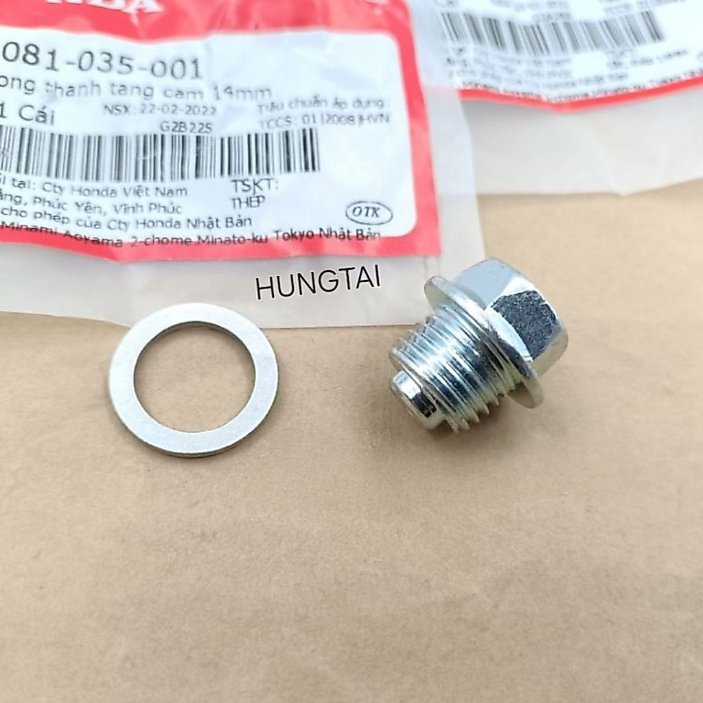 Ốc tăng sên, xích cam DREAM, WAVE, FUTURE.... bu lông 14mm zin 90081-035-001