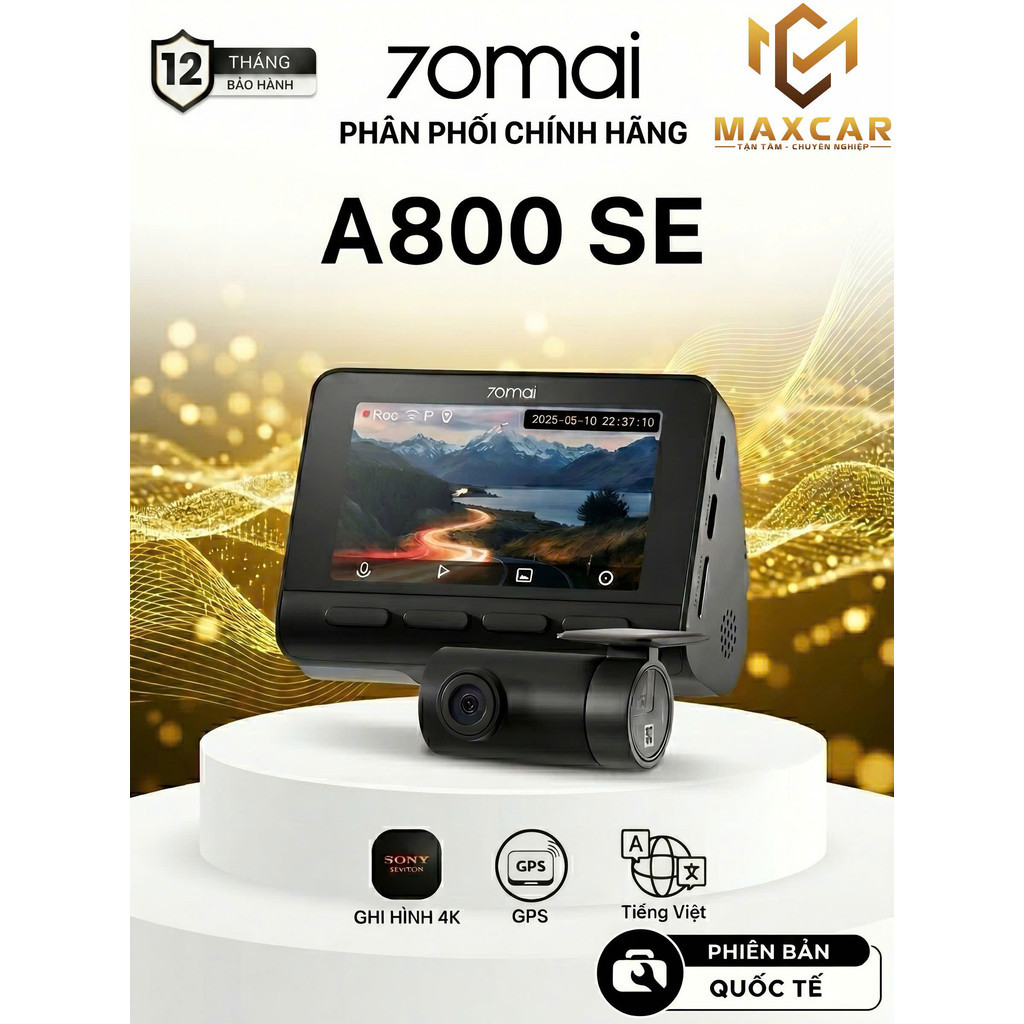 Camera Hành Trình 70mai A800 SE 4K - Bản Quốc Tế, Cảm Biến Sony, Hỗ Trợ GPS