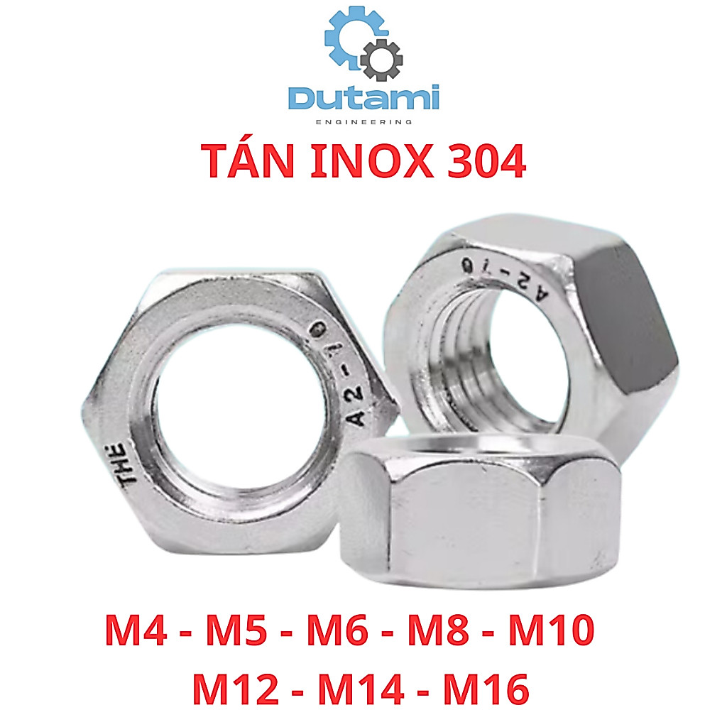 Tán Inox 304 / Đai Ốc Inox 304, ecu, nut  M4 - M16