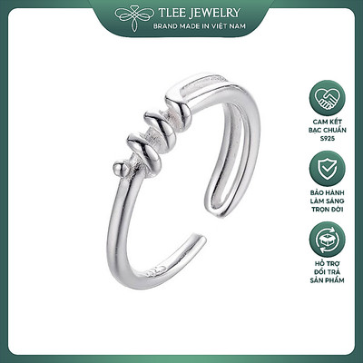 Nhẫn bạc nữ TLEE, nhẫn ngón út móc nối xoắn basic TLEE JEWELRY