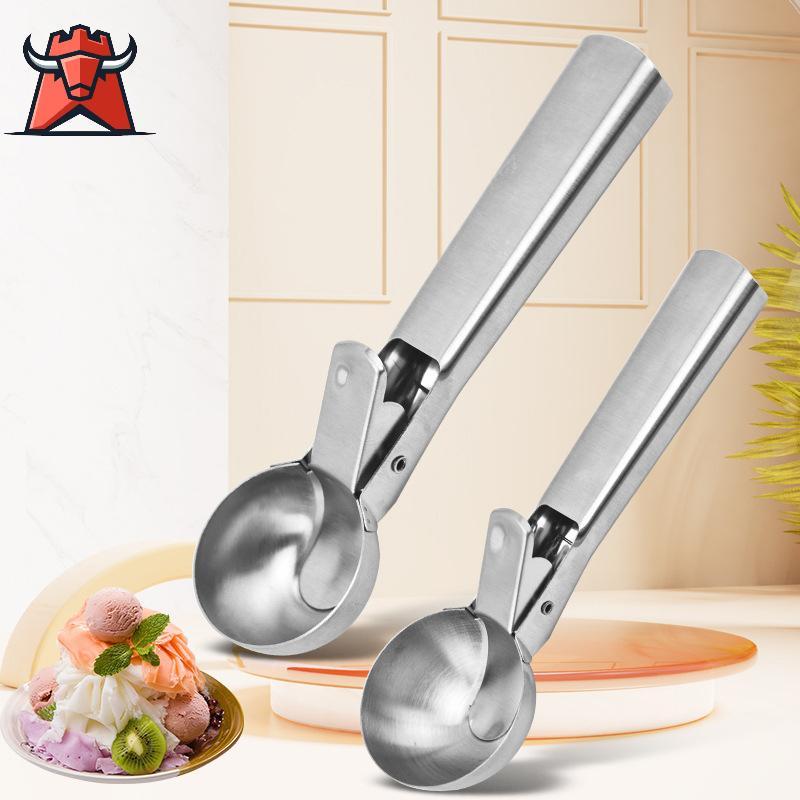 Bull Ice Cream Scoops Thép Không Gỉ Ice Cream Digger Không Dính Trái Cây Ice Ball Maker Dưa Hấu Ice 