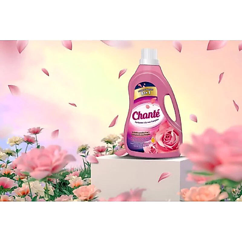 Nước giặt xả Chanté 8 trong 1 hương hoa hồng Pháp - Can 3.1L