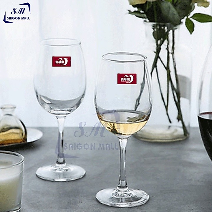 Hộp 6 ly thủy tinh có chân GREEN APPLE - EJ5201 - 350ML/ BỘ 6 LY RƯỢU VANG CAO CẤP 350ml Deli 5201