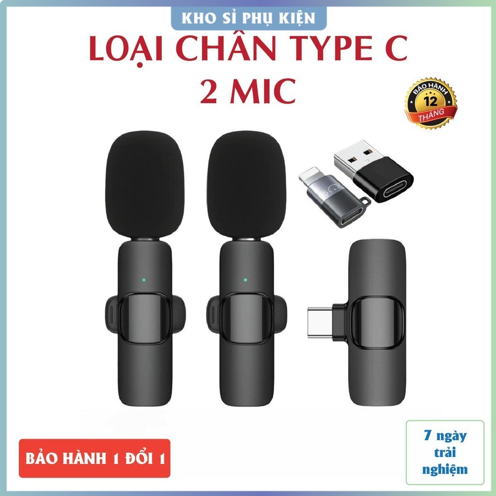 Micro không dây K9 lọc tiếng ồn. Loại chân cắm L.ning / Type C quay video ghi âm. Micro thu âm không dây Micro K9 .!