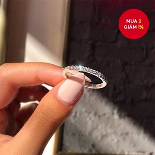 Nhẫn bạc cổ điển tối giản với đá zircon, kích thước điều chỉnh, món quà thanh lịch cho cả nam và nữ.