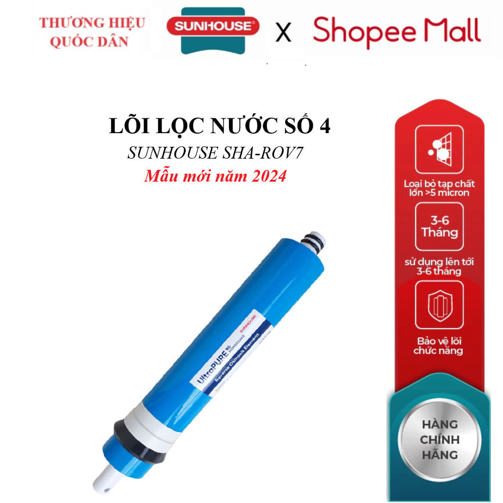 Màng Lọc RO Sunhouse – Lõi Lọc Nước Số 4 SUNHOUSE SHA-ROV7, Công suất lọc: 90.000 lít, Thời gian tha
