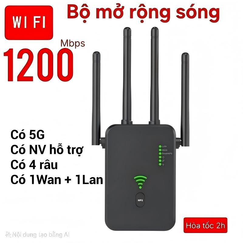 Bộ Kích Sóng Wifi 4 râu 1200Mbs,kích sóng wifi xuyên tường cực mạnh ,Kiêm Cục Kích Wifi Không Dây