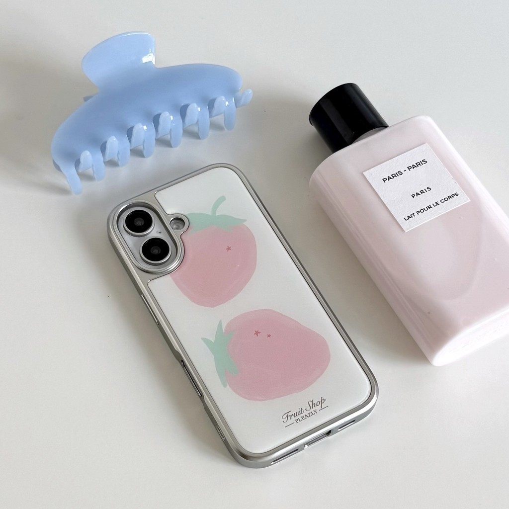 Ốp Điện Thoại Dâu Hồng Chống Rơi Cho iPhone 16 Promax 15 Promax 11 12 13 14plus 15plus 16e 16plus 15