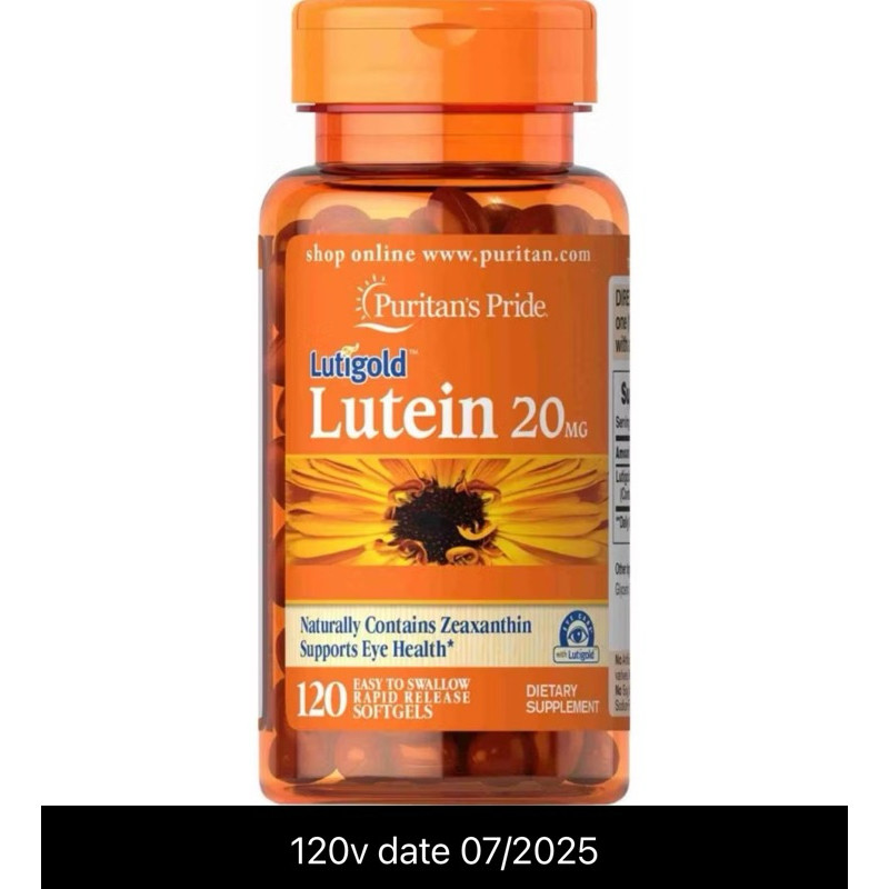 [Date 2027] Viên uống bổ mắt, tăng cường thị lực puritan's pride lutigold lutein 20mg (120 viên)