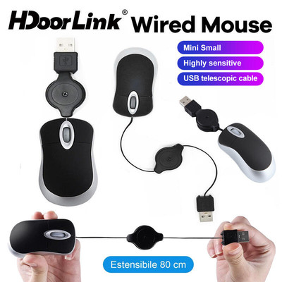Chuột USB có dây HdoorLink Chuột cáp có thể thu vào Chuột chơi game tiện dụng cho máy tính văn phòng Máy tính xách tay PC