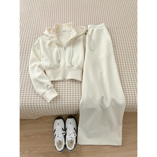  áo khoác croptop hoodie nữ quả mơ 2025 mùa đông hàn quốc set đồ nữ quần dài 