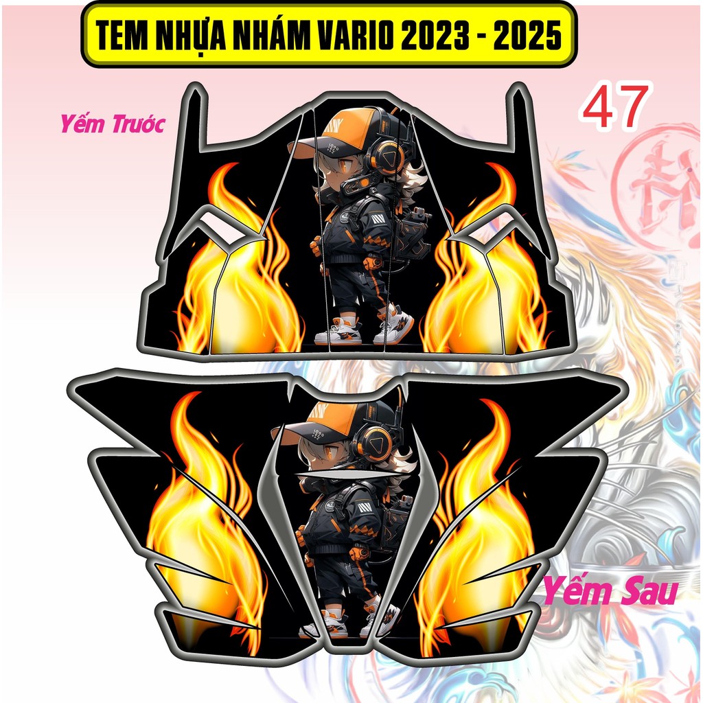 tem vario tem dán yếm đen nhựa nhám vario 125 2023 - 2025 mẫu mới