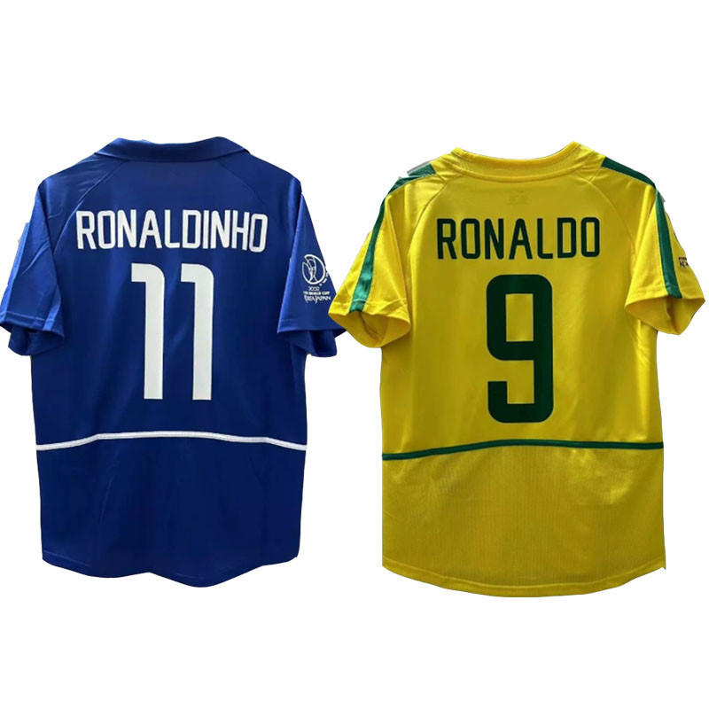 S-XXL Top 2002 Brazil Retro Jersey sân khách Áo thể thao nam