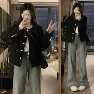 Lovito Áo khoác giản dị họa tiết trơn cho nữ LNA73411