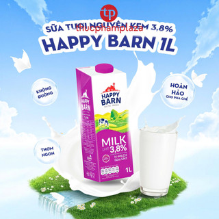  Sữa tươi nguyên kem 3,8% Happy Barn 1L không đường thơm ngon hoàn hảo cho pha chế 