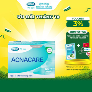 Viên uống giảm mụn, giảm nhờn - Kẽm, Crôm, D.Salina, Vitamin C, Vitamin E - ACNACARE Mega We Care (30 viên)