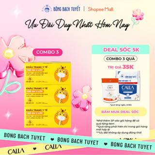 Combo 3 Hộp Khẩu trang Bông Bạch Tuyết Trẻ Em 3 lớp cho bé 6 -11 tuổi (30 cái/ hộp) (Trắng)