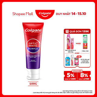 Kem Đánh Răng Colgate trắng răng Optic White Purple 100g công nghệ sắc tím, trung hòa ố vàng tức thì