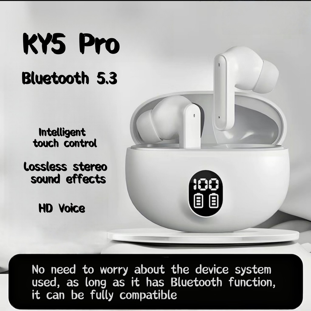 Tai nghe nhét tai bluetooth không dây KY5 Pro, hỗ trợ cảm ứng và gọi, Tương thích với Xiaomi, Androi