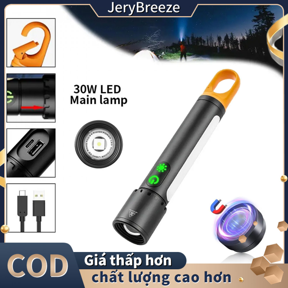 【🔥Hợp lý🔥】Đèn pin sạc Type-C X725 – Đa năng, zoom thu phóng, đèn phụ trợ, dành cho dã ngoại
