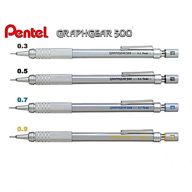 Bút chì kỹ thuật thân kim loại Pentel Graphgear500 (đúc thép)