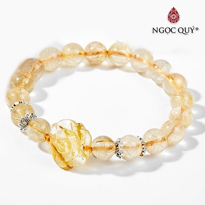 Vòng tay thạch anh tóc vàng hoa mẫu đơn Mẫu VC1254 - Ngọc Quý
