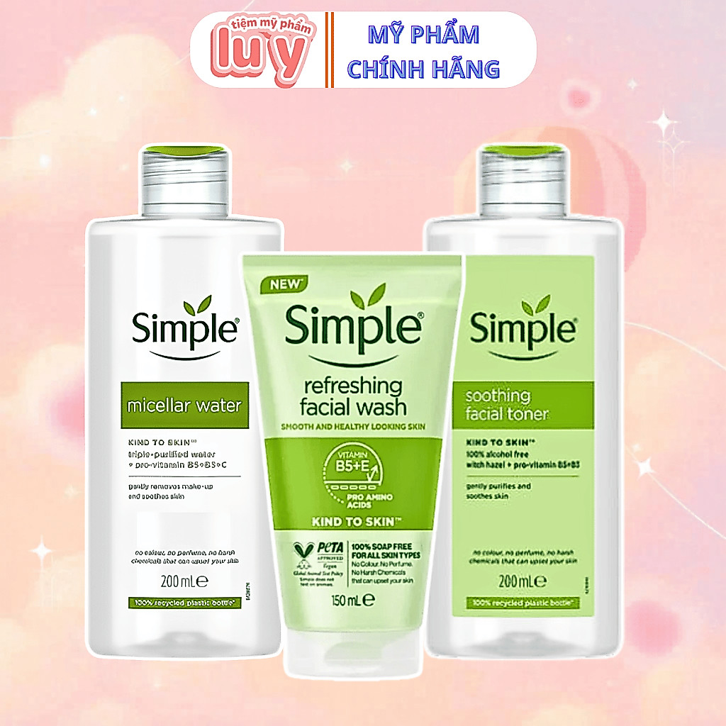 Combo Simple, Toner simple chính hãng, nước hoa hồng simple, combo simple Date 2027 LUY STORE