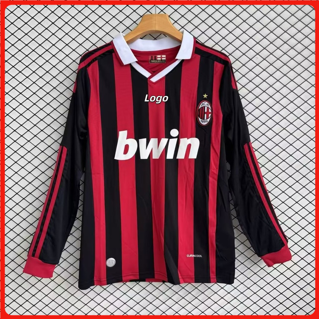 Phiên bản cổ điển AC Milan 2009 / 10 Áo sơ mi nam dài tay AC Milan Home