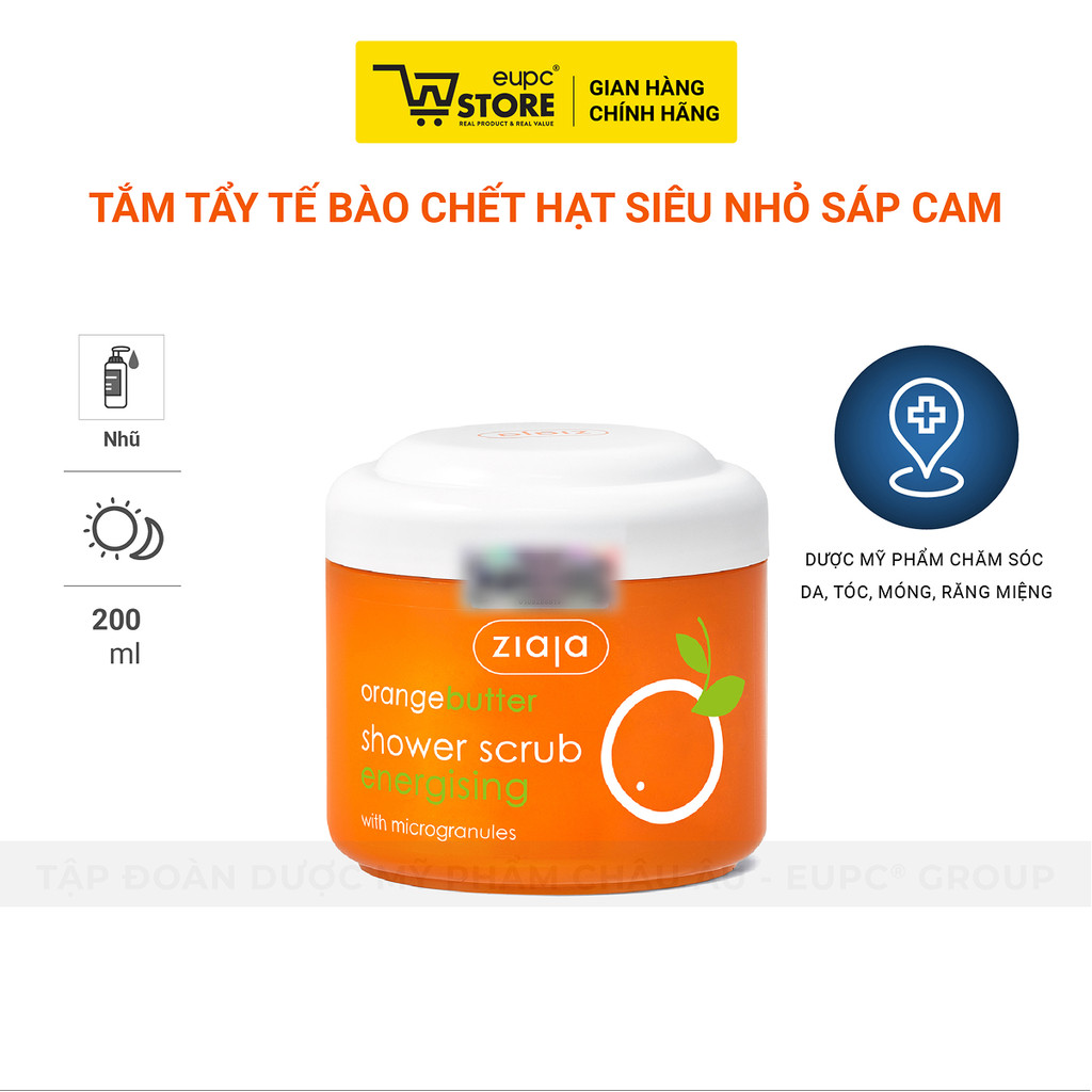Tắm Tẩy Tế Bào Chết Hạt Siêu Nhỏ Sáp Cam Ziaja 200ml Thích Hợp Với Mọi Loại Da EUPC STORE