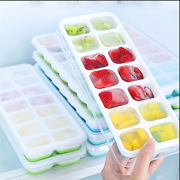Khay Làm Đá Silicon Có Nắp Đậy