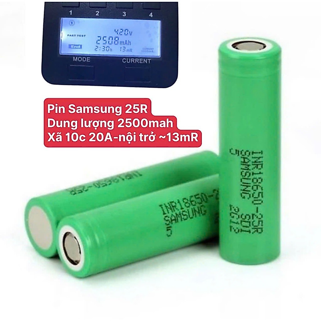 CELL PIN SAMSUNG 25R 18650 - 25R DÒNG XẢ 25A tức thời 35A- pin mới 100%