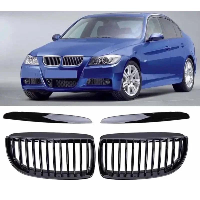 Dành Cho Xe BMW E90 E91 3 Series Lưới Tản Nhiệt Đua Bóng Đen Xe Trước Lưới Tản Nhiệt 325i 320i 330i 