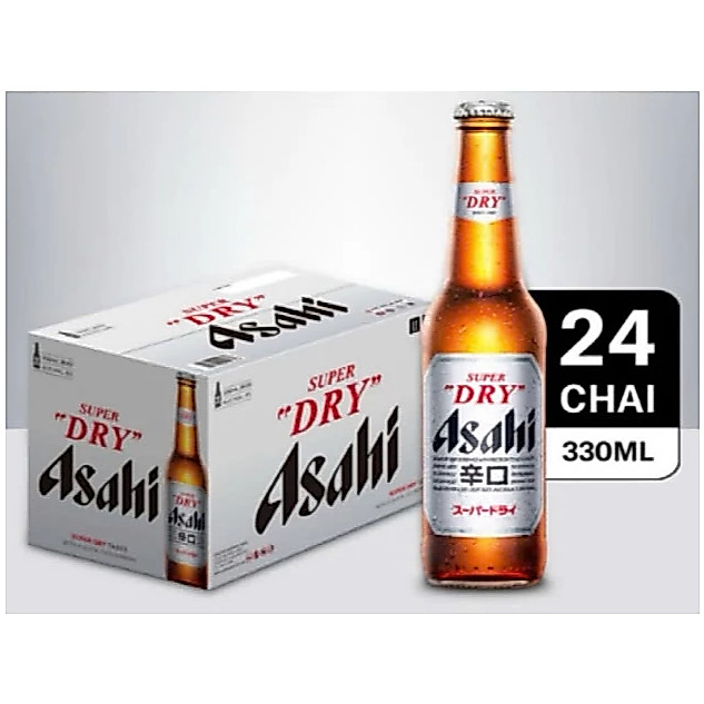 Bia Nhật Asahi Super Dry - Thùng 24 chai 330ml - Hàng Nhập Khẩu