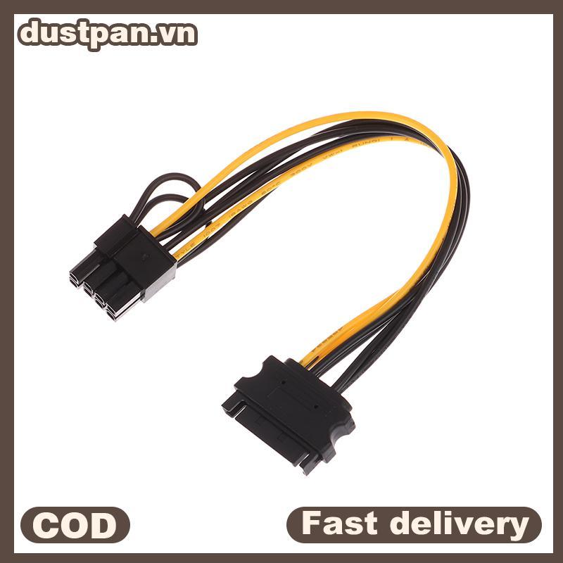 Cáp cấp nguồn PCI-E DUSTPAN 15Pin SATA Male to 8Pin (6 + 2) 20cm cho Card đồ họa GPU.