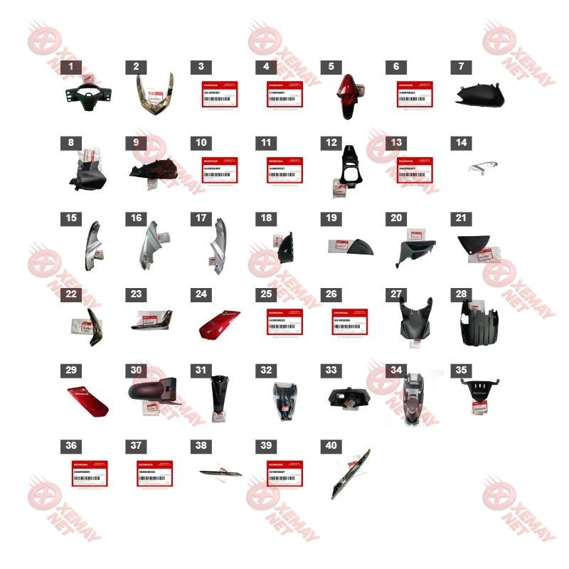 Bộ Nhựa - Dàn Vỏ - Dàn Áo Air Blade 110 Năm 2010 Màu Đỏ - R343C A8