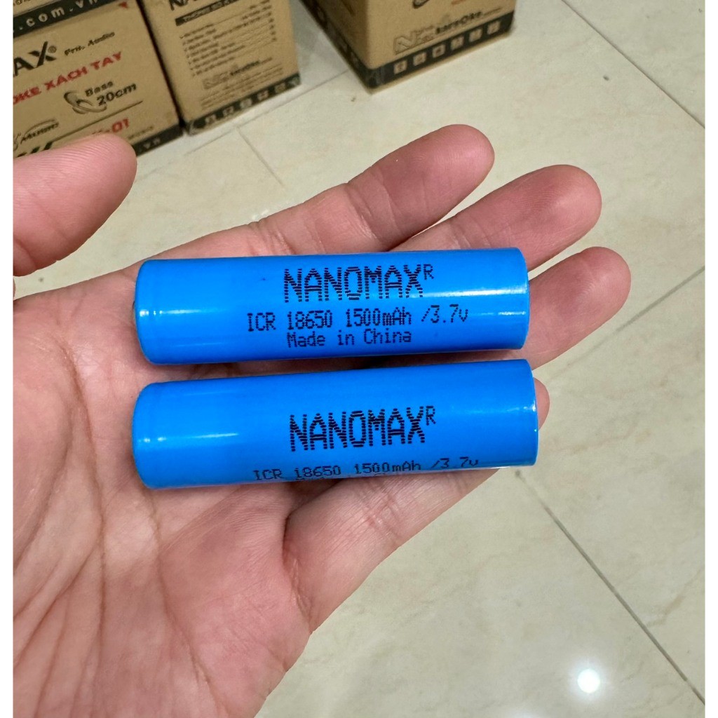 Pin Sạc Nanomax ICR 18650 Dung Lượng 1500mAh 3.7v Cho Loa Kéo Quạt Mini Đèn Pin Tông Đơ Sạc Dự Phòng