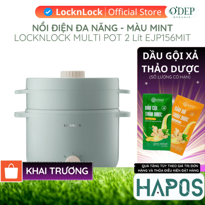 Nồi điện LocknLock đa năng mini 0.8L 600W Chính hãng, kèm khay luộc trứng, nấu mì, nấu lẩu EJP116BLK
