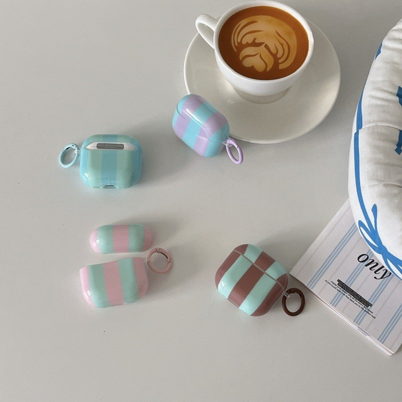 Ốp lưng sọc dọc Ins Style Color Block cho Apple AirPods 3 Pro 2 2022 Mới
