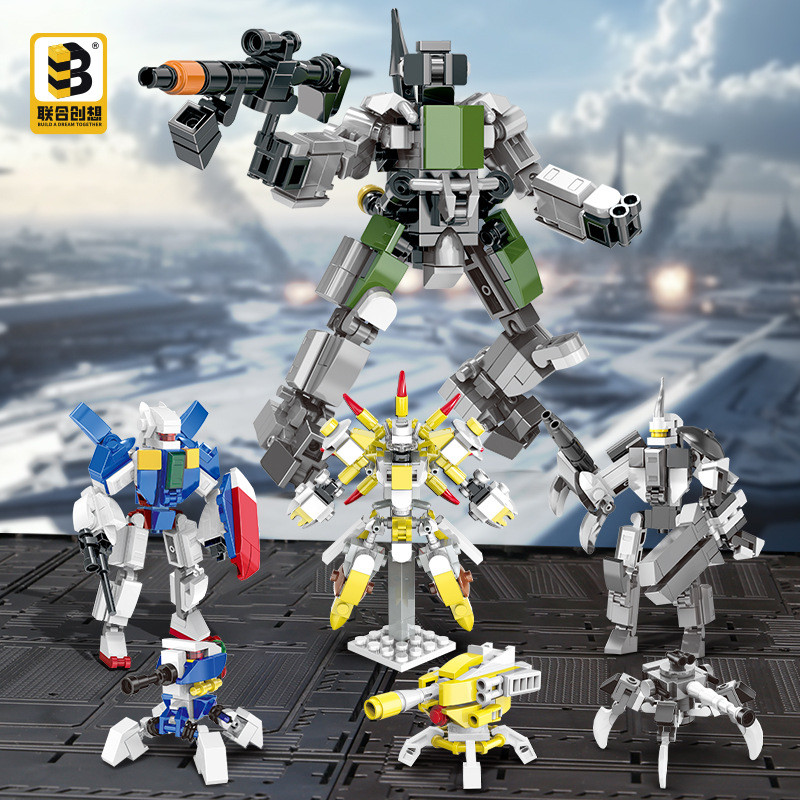 Khối đệm chung JKC7639-7642 Defender Leader Mecha Toy Building Blocks Berserker Toy Joint Cushion Bu