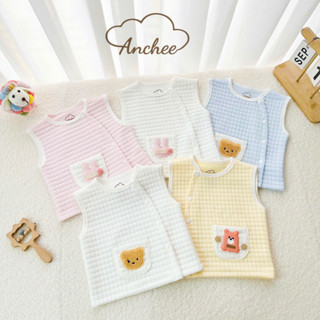  Gile bé trai bé gái sơ sinh Anchee phối túi gấu chất trần bông dày dặn mềm mại giữ ấm cho bé A.GL25.4 