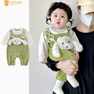  Bodysuit Yếm Đính Cún Trắng Lót Lông Nhung Ấm Áp Cho Bé Body LOTUKA Bé Trai Bé Gái Quần Áo Trẻ Em Thu Đông Size 3-12kg 