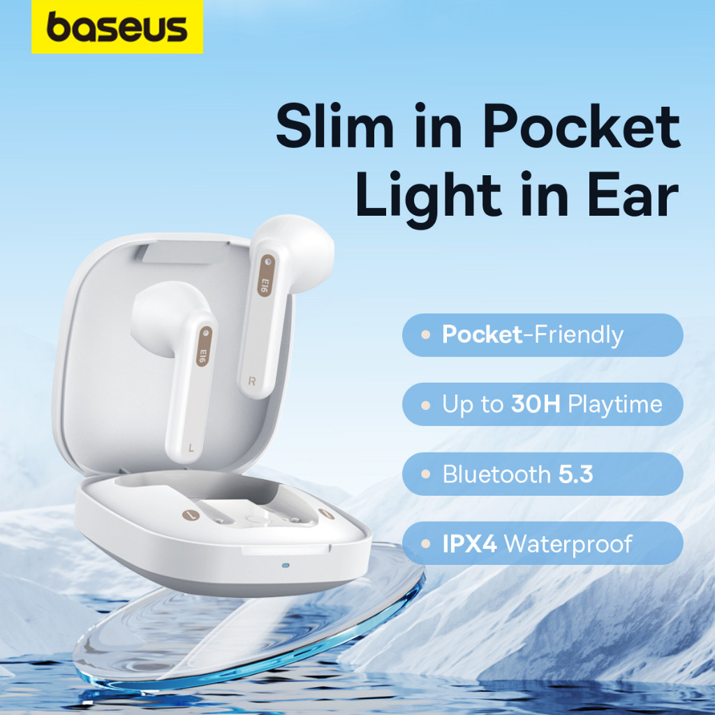 BASEUS Tai nghe không dây BaseusTWS E16 Tai nghe Bluetooth Tai nghe thể thao Touch IPX4 Chống nước c