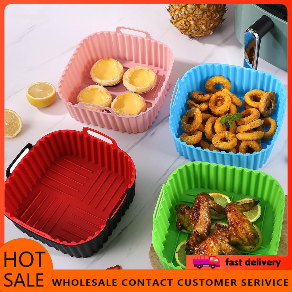 [BP] Silicone Air Fryer Giỏ Khay Vuông Nồi Silicone có thể tái sử dụng cho Máy chiên không khí 7QT B
