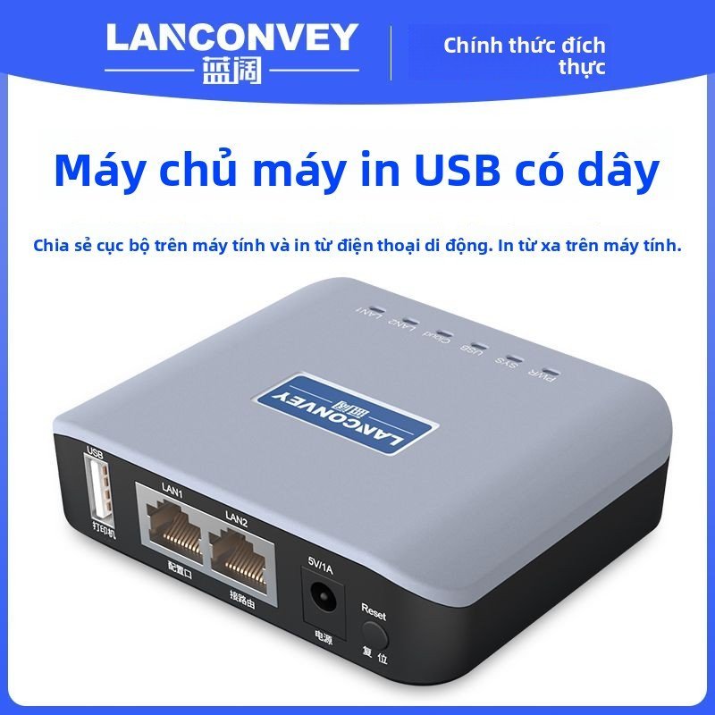 Print server có dây Lankuo LP-N110 chia sẻ máy in mạng LAN in đám mây qua điện thoại Pro